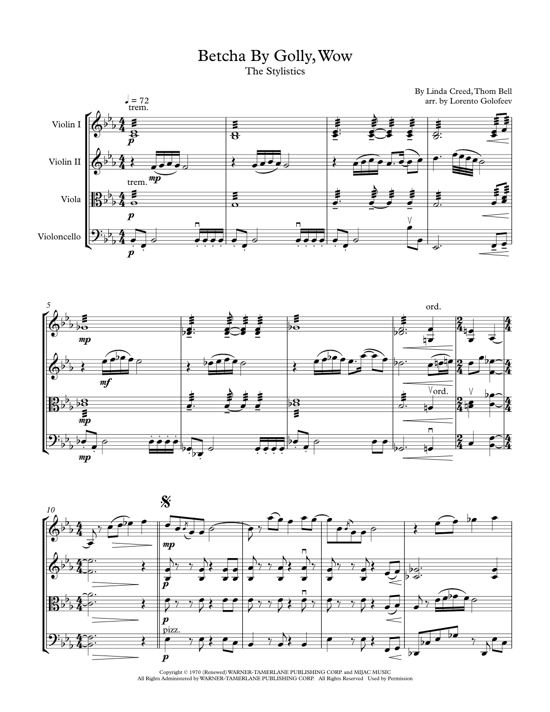 Betcha By Golly Wow (arr. Lorento Golofeev)