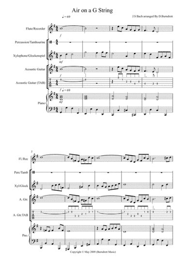 Air on a G String for Classroom/Orff Ensemble (arr. D.Burndrett)