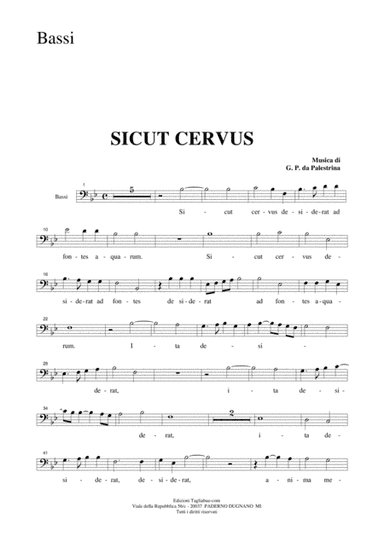 SICUT CERVUS - G.P.L. da Palestrina - Part for BASS