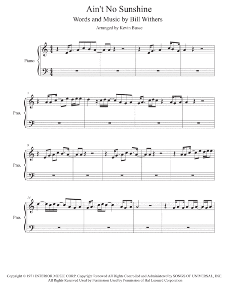 Ain't No Sunshine (arr. Kevin Busse)