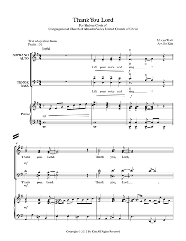 Thank You Lord (arr. Bo Kim)