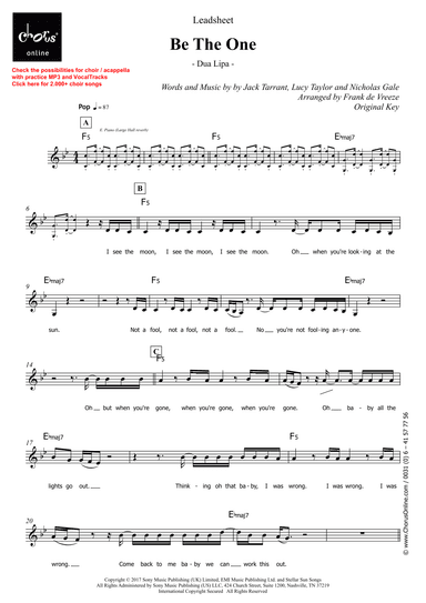Be The One (arr. Frank de Vreeze)