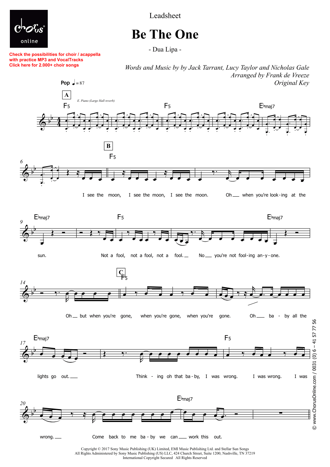 Be The One (arr. Frank de Vreeze)