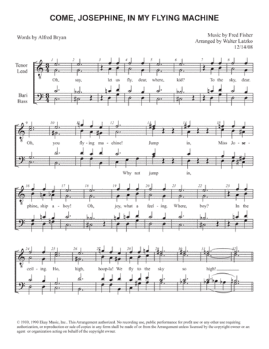 COME, JOSEPHINE, IN MY FLYING MACHINE (arr. Walter Latzko)