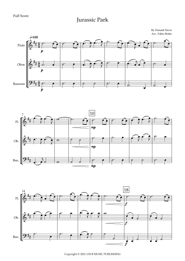 Jurassic Park Iii (arr. Fabio Britto)