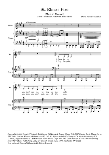 St. Elmo's Fire (man In Motion) (arr. Charles Martin)