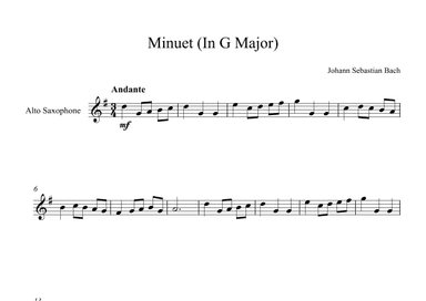 Minuet (In G Major) - Johann Sebastian Bach (Alto Sax) (arr. Digital Book Music)