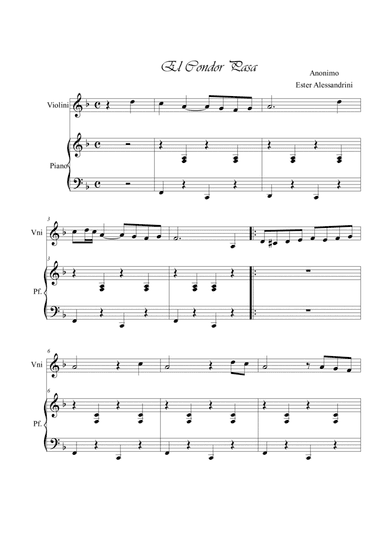 El condor pasa. Violin and piano (arr. Ester Alessandrini)