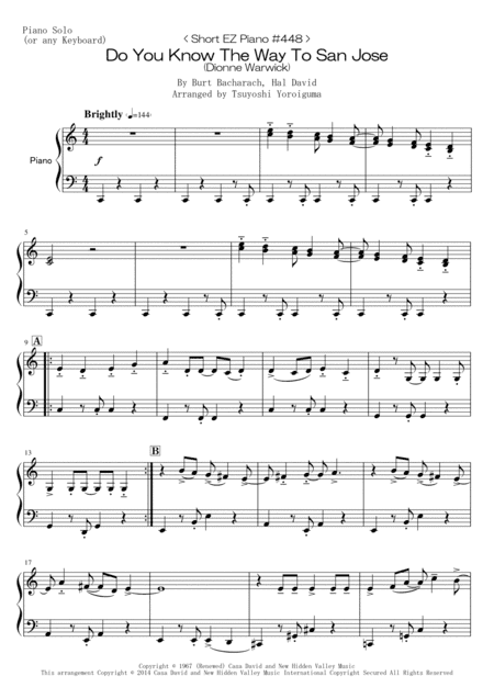 Do You Know The Way To San Jose (arr. Tsuyoshi Yoroiguma)