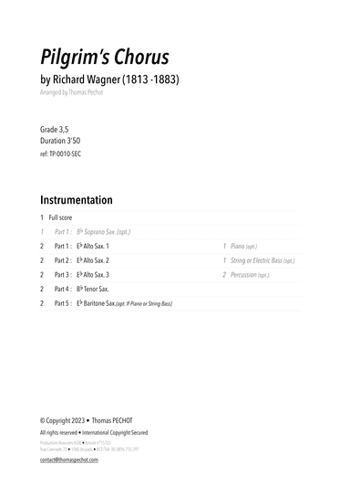 Pilgrim's Chorus (from Tannhauser) (arr. Thomas PECHOT)