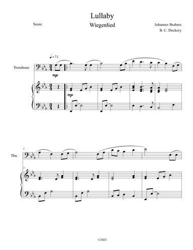 Brahms's Lullaby (Trombone Solo with Piano Accompaniment) (arr. B. C. Dockery)