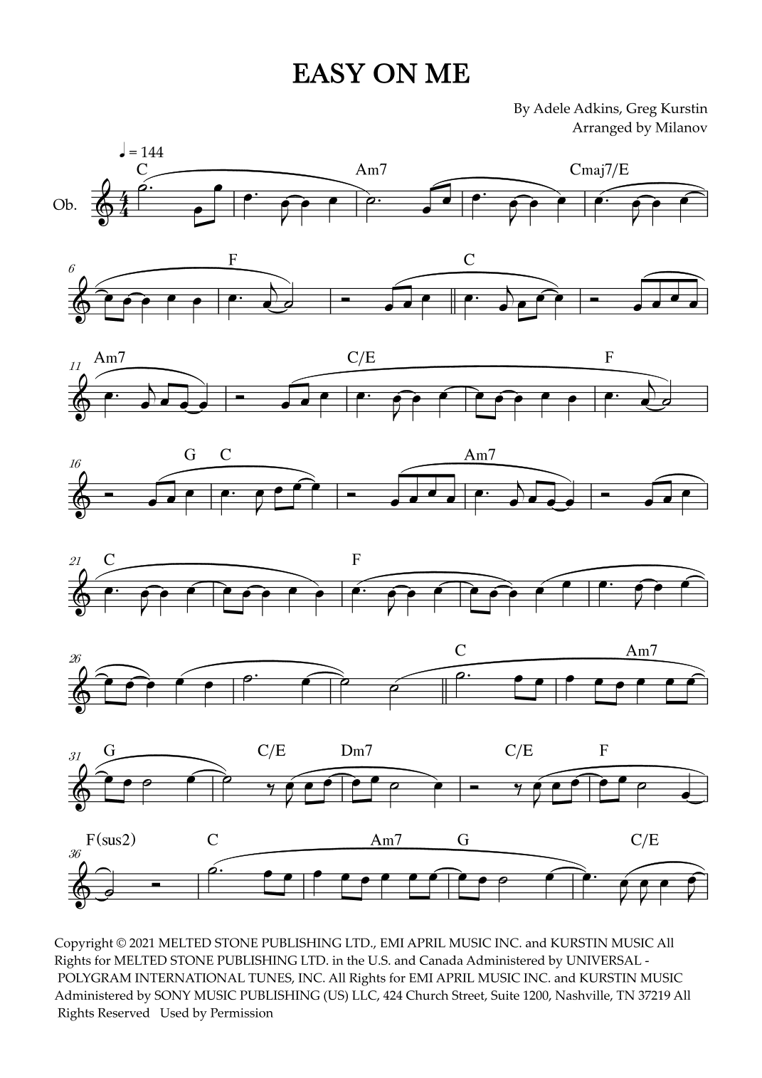 Easy On Me (arr. Milanov)