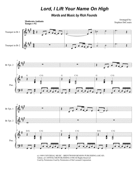 Lord, I Lift Your Name On High (arr. Stephen DeCesare)