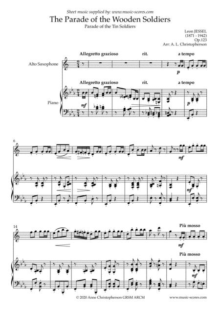 Parade of the Wooden Soldiers - Alto Sax & Piano (arr. Anne L Christopherson GRSM ARCM INSTRUMENTS)