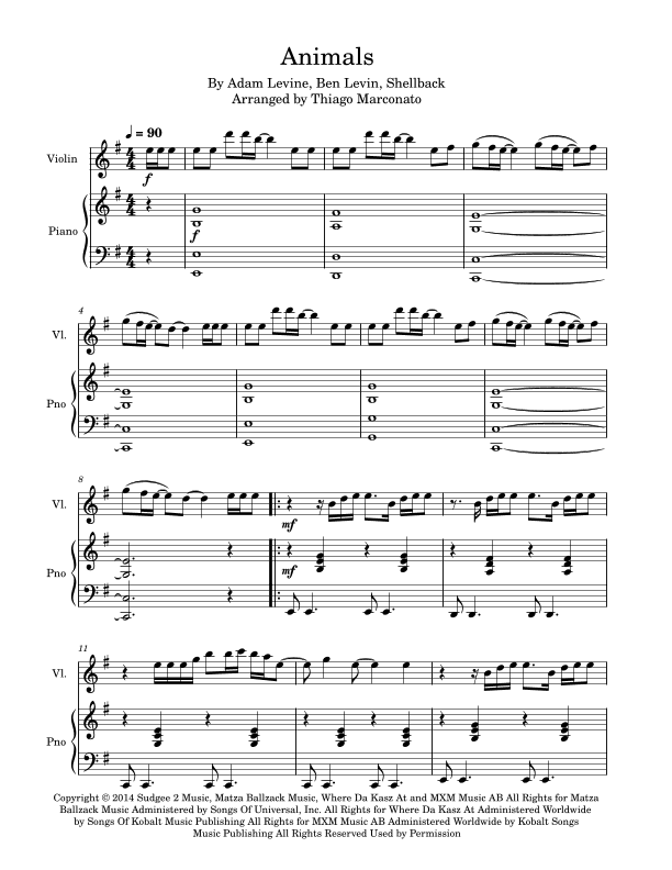 Animals (arr. Thiago Marconato)