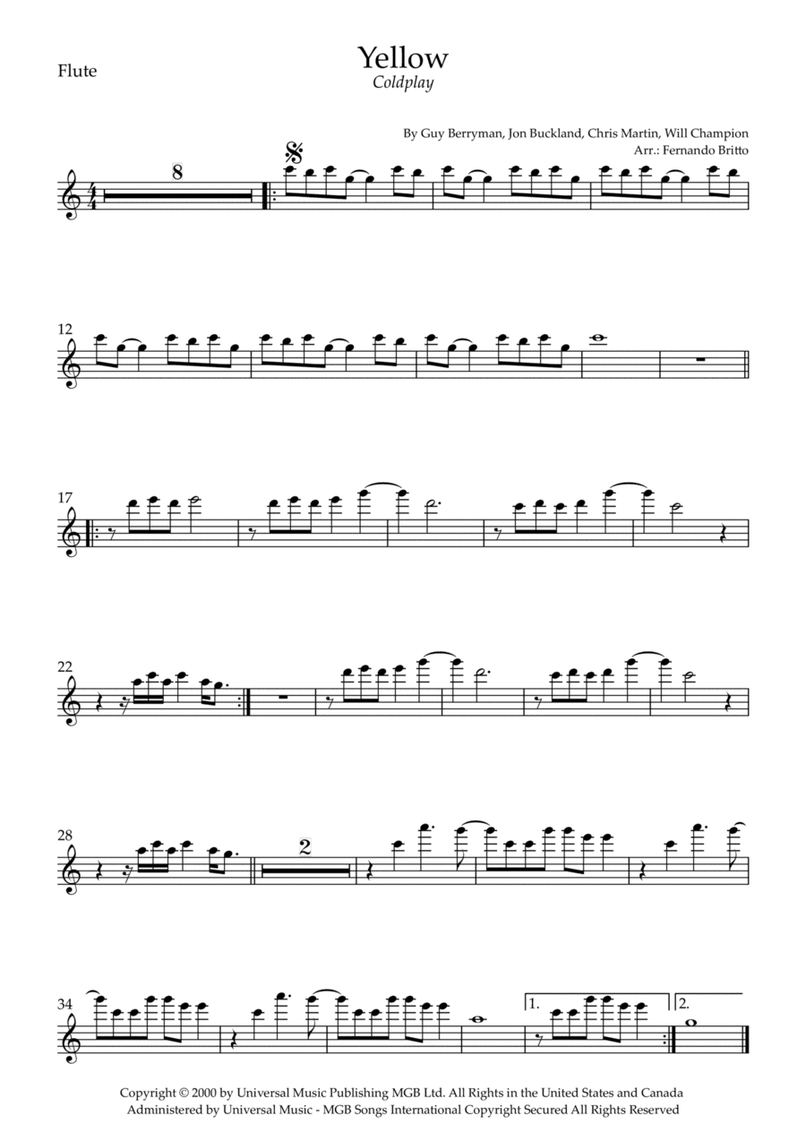 Yellow (arr. Fernando Britto)