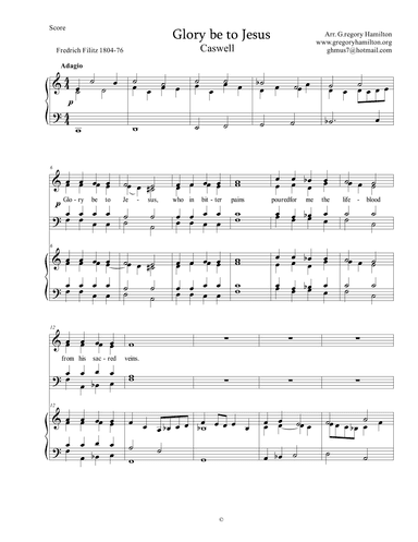 Glory be to Jesus for SATB Keyboard/Organ
