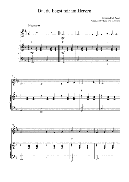 Du, du liegst mir im Herzen (You, you are in my heart) (arr. Kaiserin Rebecca)