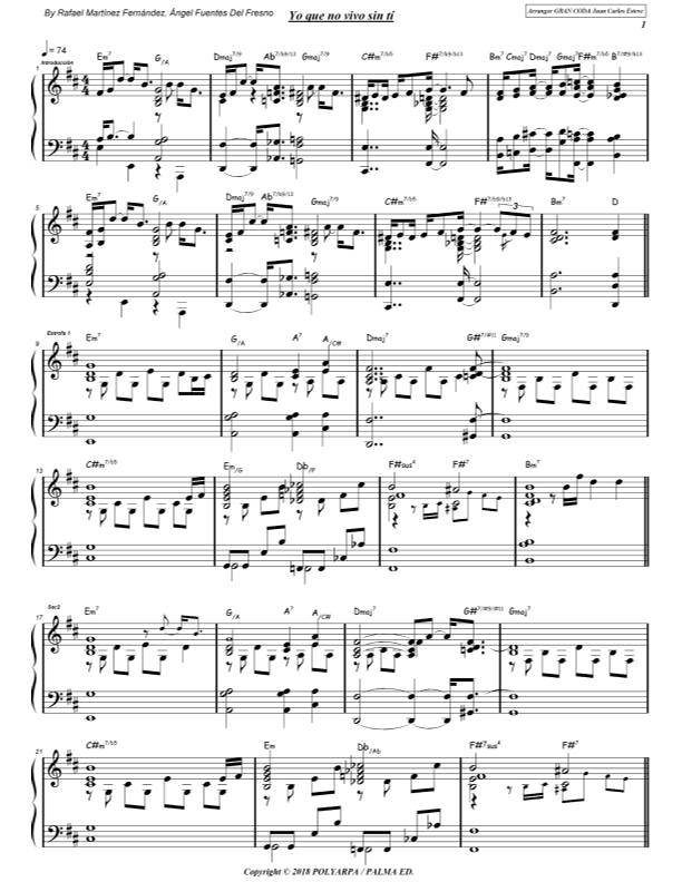 Yo Que No Vivo Sin Ti (arr. Juan Carlos Esteve (Gran Coda))