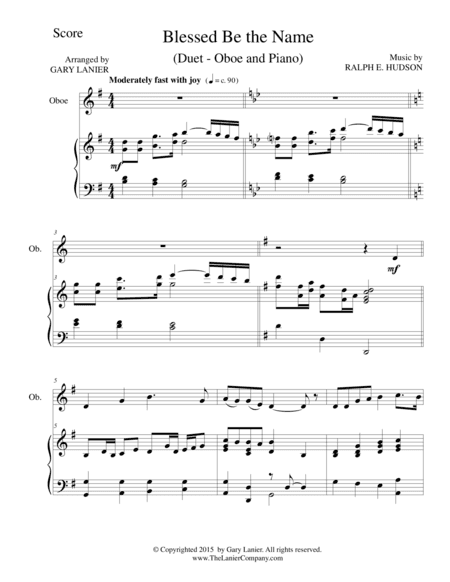 BLESSED BE THE NAME (Duet – Oboe and Piano/Score and Parts) (arr. Gary Lanier)