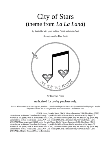 City Of Stars (arr. Kate Emht)