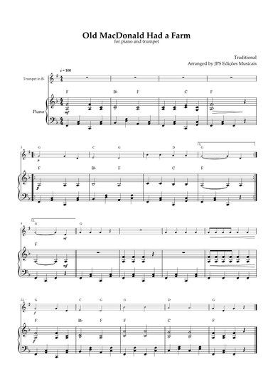 Old MacDonald Had A Farm for piano and trumpet (arr. JPS Edições Musicais)