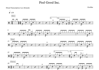 Feel Good Inc. (arr. Drum Transcription: Leo Alvarado)