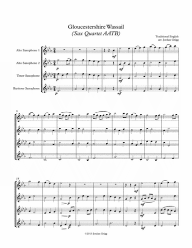 Gloucestershire Wassail (Sax Quartet AATB) (arr. Jordan Grigg)