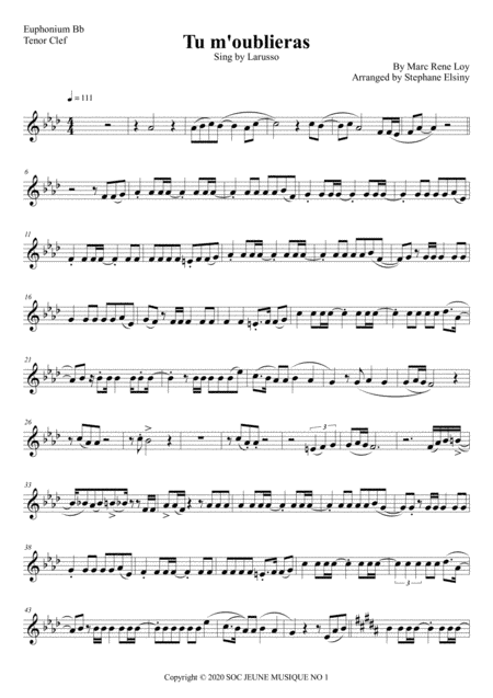 Tu M'oublieras (arr. Stephane ELSINY)