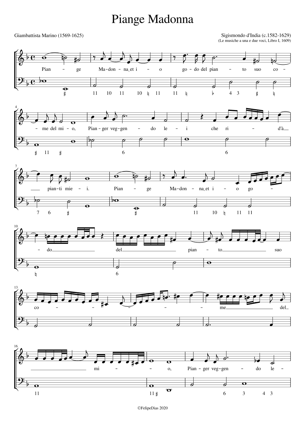 Piange Madonna (arr. Early Music Scores)