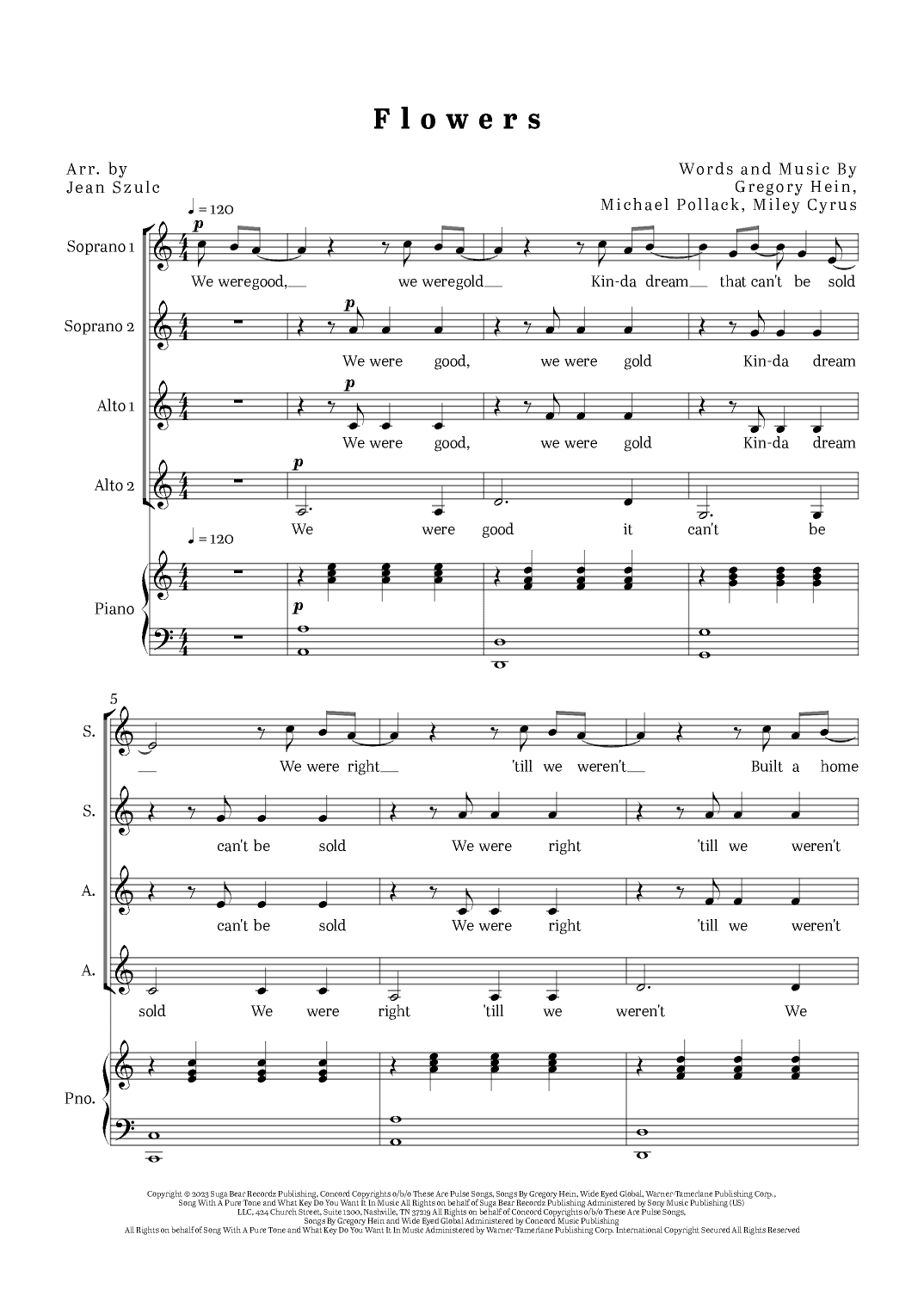 Flowers (arr. Jean Szulc)