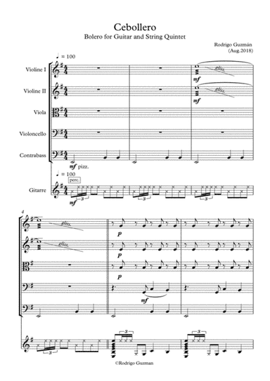Cebollero - for Guitar and String Quintet