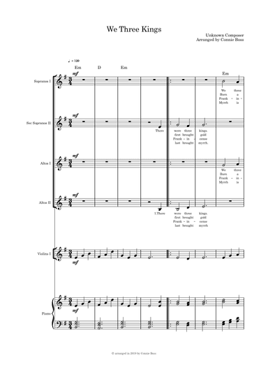 We Three Kings - SSAA quartet, violin and piano (arr. Connie Boss)