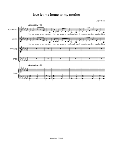 Love, Let Me Home to My Mother (arr. Joy Simons)
