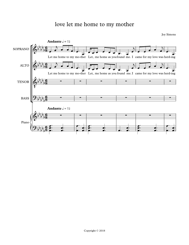Love, Let Me Home to My Mother (arr. Joy Simons)