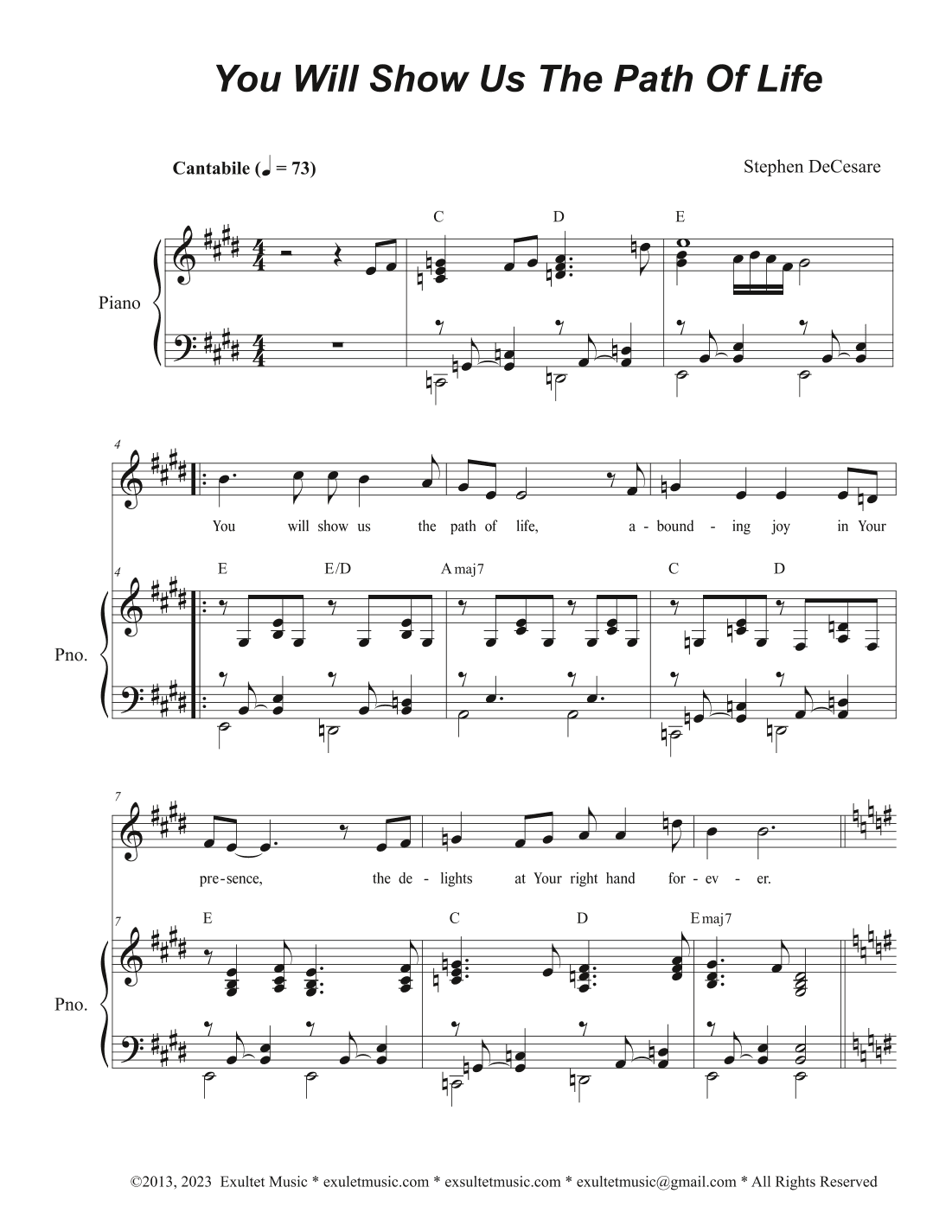 You Will Show Us The Path Of Life (Unison choir)