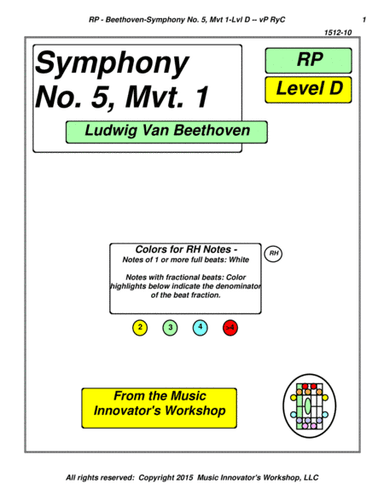 Beethoven - Symphony No. 5, Mvt. 1 Arr - Series RyC - (Key Map Tablature) (arr. John M. Honeycutt)
