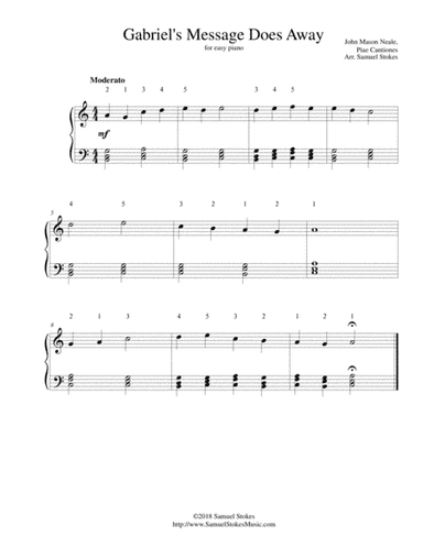 Gabriel's Message Does Away - for easy piano (arr. Samuel Stokes)