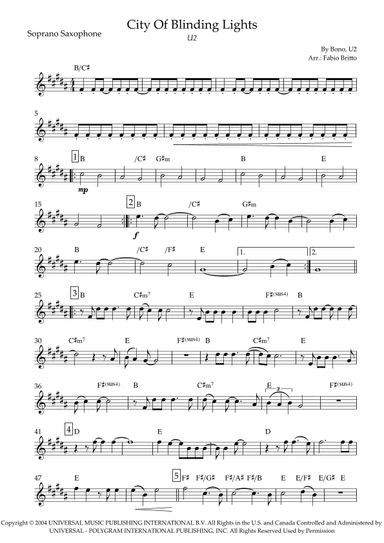 City Of Blinding Lights (arr. Fabio Britto)