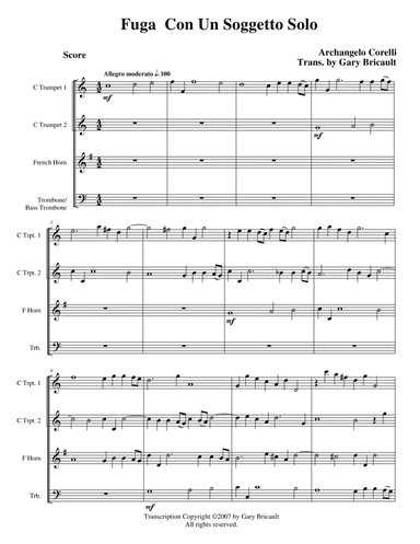 Fuga  Con Un Soggetto Solo (arr. Gary Bricault)