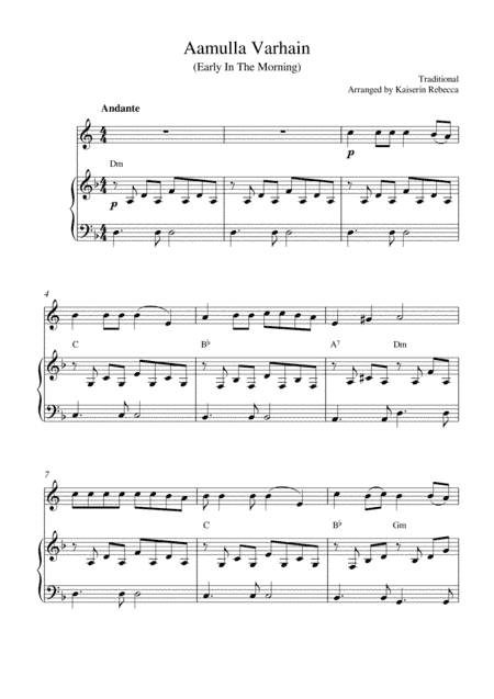 Aamulla Varhain (Early In The Morning) (arr. Kaiserin Rebecca)