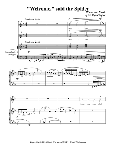 "Welcome," Said the Spider : 2-part Choir and Piano (or Harpsichord or Organ)