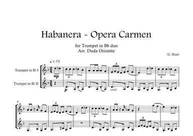 Carmen HABANERA - Bizet  ( Trumpet DUO) Student (arr. Duda Oriontte)