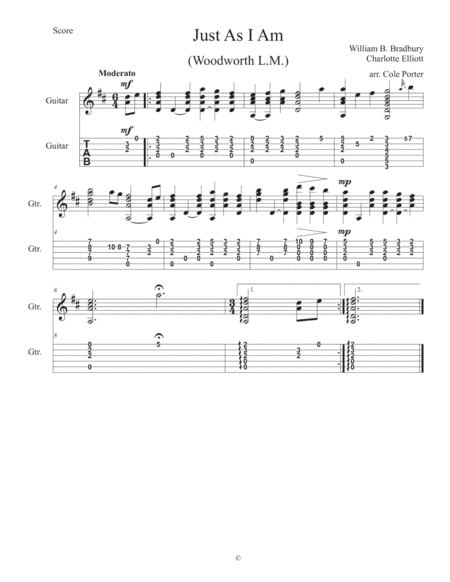 Just As I Am Solo Guitar (arr. Cole Porter)