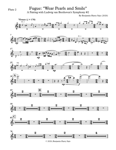 Fugue: "Wear Pearls and Smile" (A Pairing with Beethoven's Symphony #2) - Flute 2