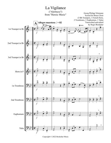 La Vigilance (from "Heroic Music") (Bb) (Brass Choir - 3 Trp, 1 Hrn, 2 Trb, 1 Euph, 1 Tuba) (arr. Regis Bookshar)
