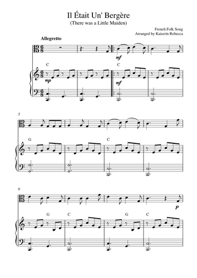 Il Était Un' Bergère (There was a Little Maiden) (for viola solo and piano accompaniment) (arr. Kaiserin Rebecca)