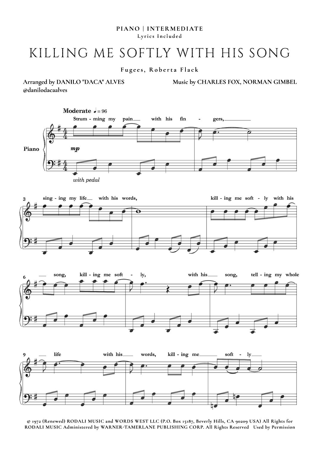 Killing Me Softly With His Song (arr. Danilo "Daca" Alves)