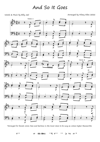 And So It Goes (arr. Hilary Allen)