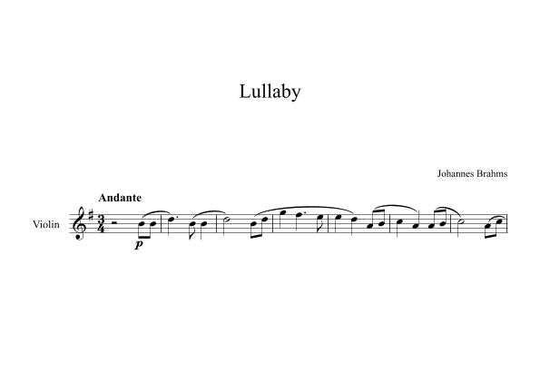 Lullaby - Johannes Brahms (Violin) (arr. Digital Book Music)